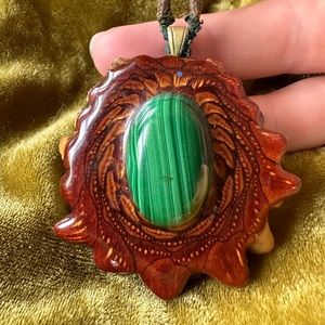 Malachite Third Eye Pinecone Necklace